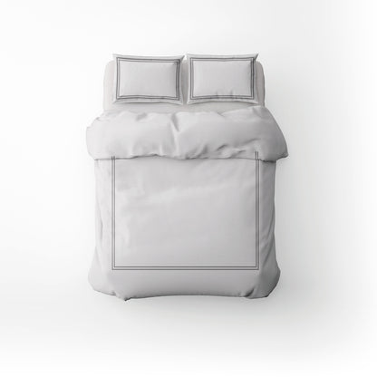 Duvet cover + pillowcase cotton satin  - Annecy Grey / White
