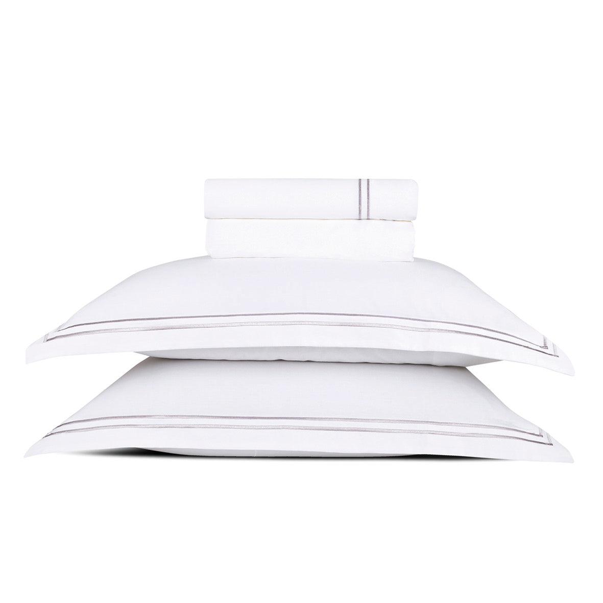 Sheet set cotton satin  - Annecy Grey / White