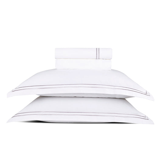 Ensemble de draps satin de coton - Annecy Grey / Blanc