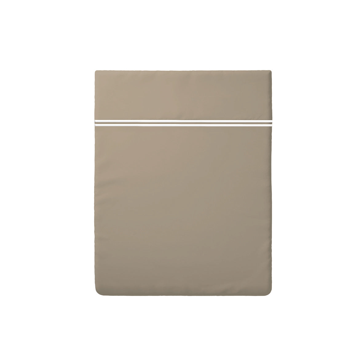 Flat sheet cotton satin  - Annecy White / Taupe