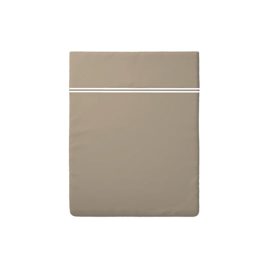 Drap plat satin de coton - Annecy Blanc / Taupe