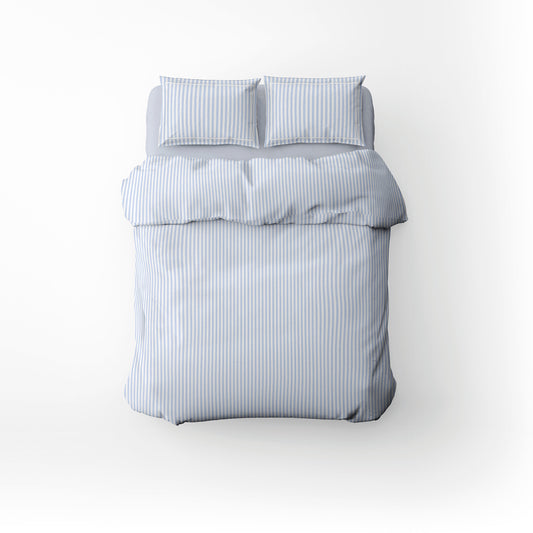 Housse de couette + taie d'oreiller coton percale - Sorbonne Bleu clair