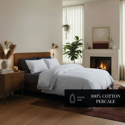 Sheet set cotton percale  - Sorbonne Light blue