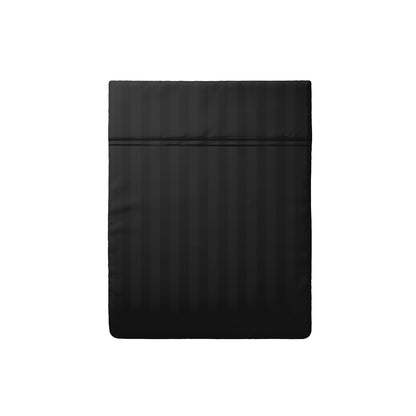 Flat sheet cotton satin dobby stripe woven  -  Black