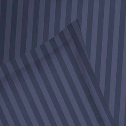 Duvet cover + pillowcase cotton satin dobby stripe woven - Dark blue