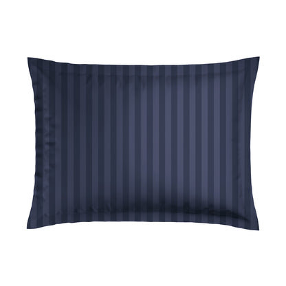 Pillowcase(s) cotton satin dobby stripe woven - Dark blue