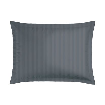 Pillowcase(s) cotton satin dobby stripe woven - Dark grey