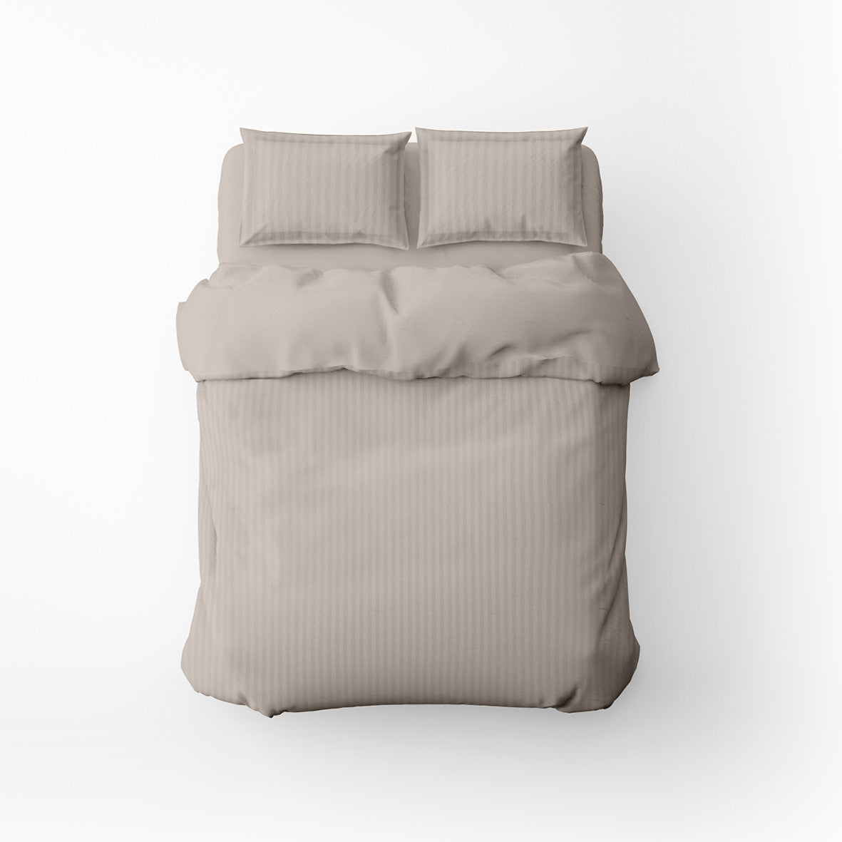 Duvet cover + pillowcase cotton satin dobby stripe woven - Taupe