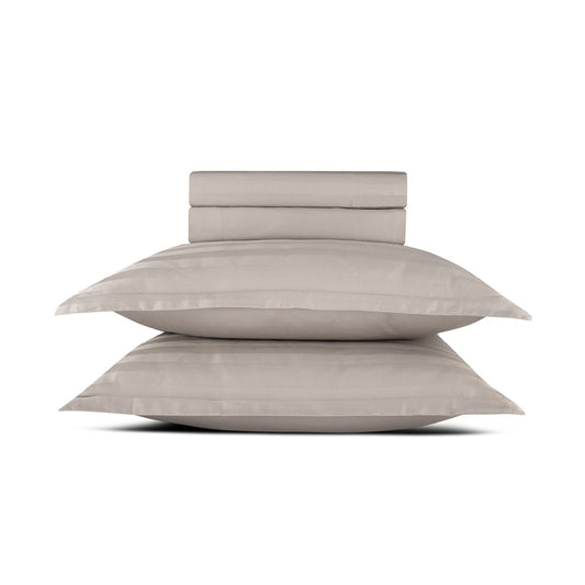 Sheet set cotton satin dobby stripe woven - Taupe