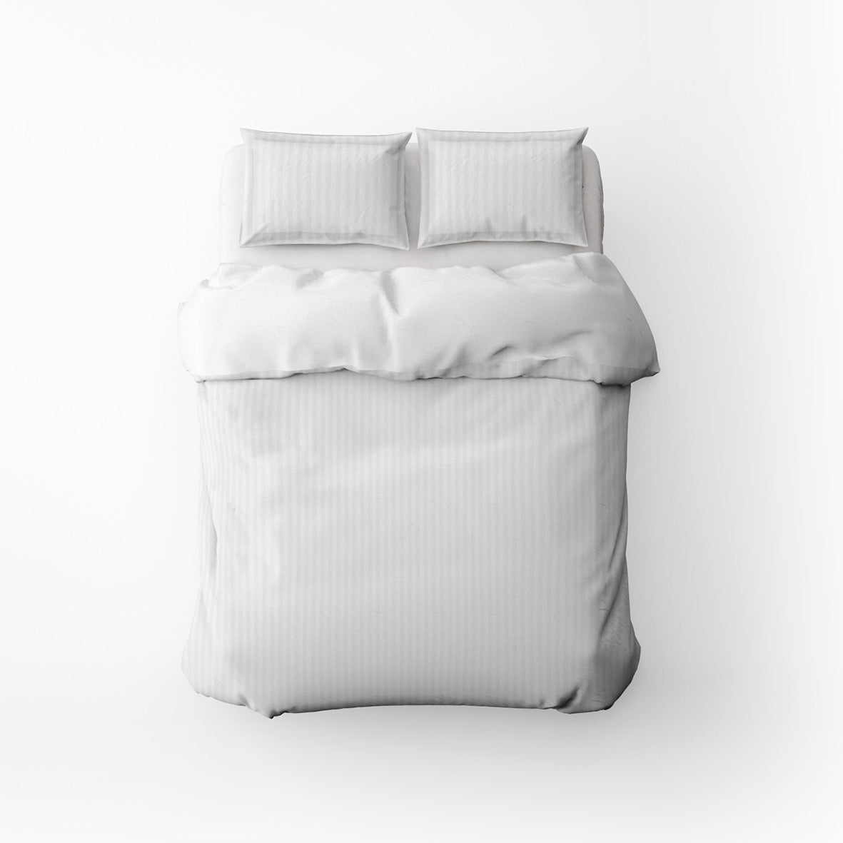 Duvet cover + pillowcase cotton satin dobby stripe woven - White