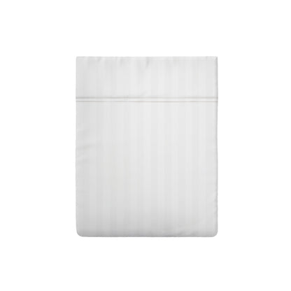 Flat sheet cotton satin dobby stripe woven - White