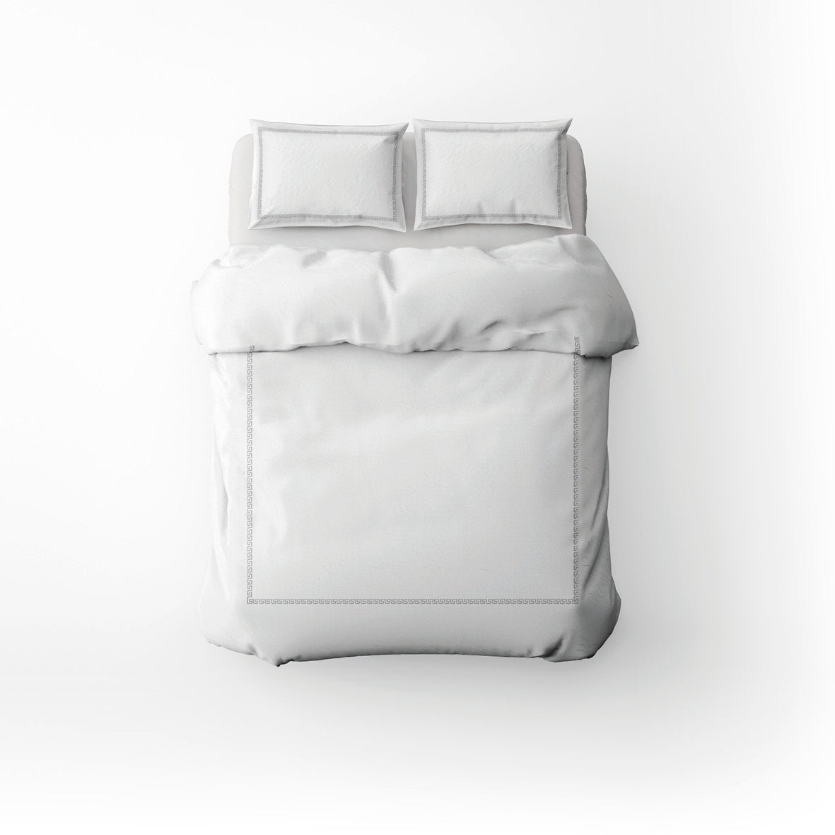 Duvet cover + pillowcase cotton satin - Lune impériale Grey / White