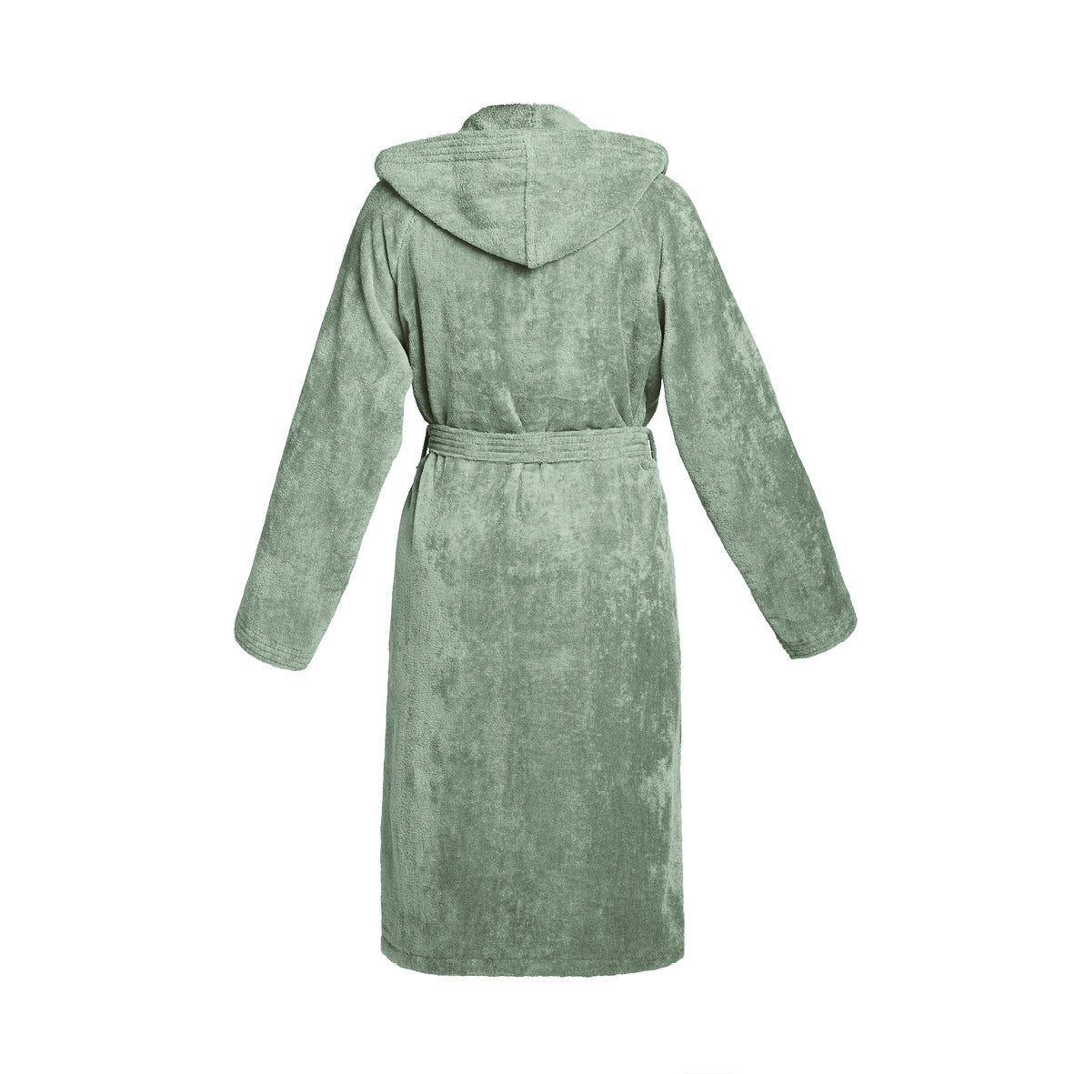 <p>Peignoir coton velours avec capuche - Uni Vert sauge</p>
