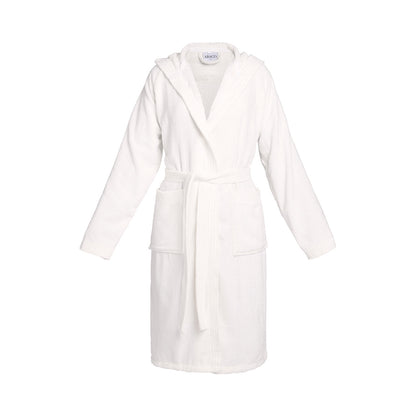 <p>Peignoir coton velours avec capuche - Uni Blanc</p>
