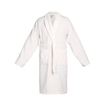 <p>Peignoir avec col châle en coton velours - Uni Blanc</p>