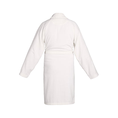 <p>Peignoir avec col châle en coton velours - Uni Blanc</p>
