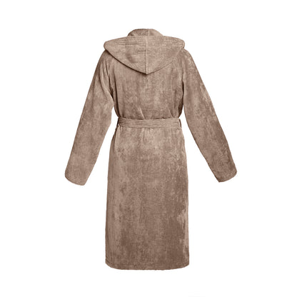 <p>Peignoir coton velours avec capuche - Uni Taupe</p>