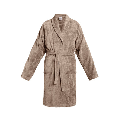 <p>Peignoir avec col châle en coton velours - Uni Taupe</p>