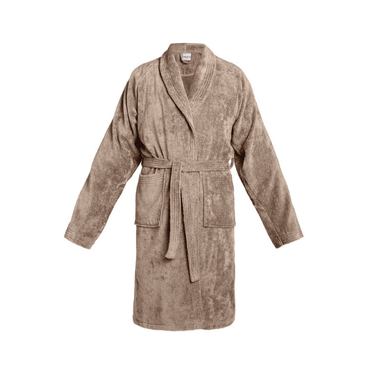 <p>Peignoir avec col châle en coton velours - Uni Taupe</p>
