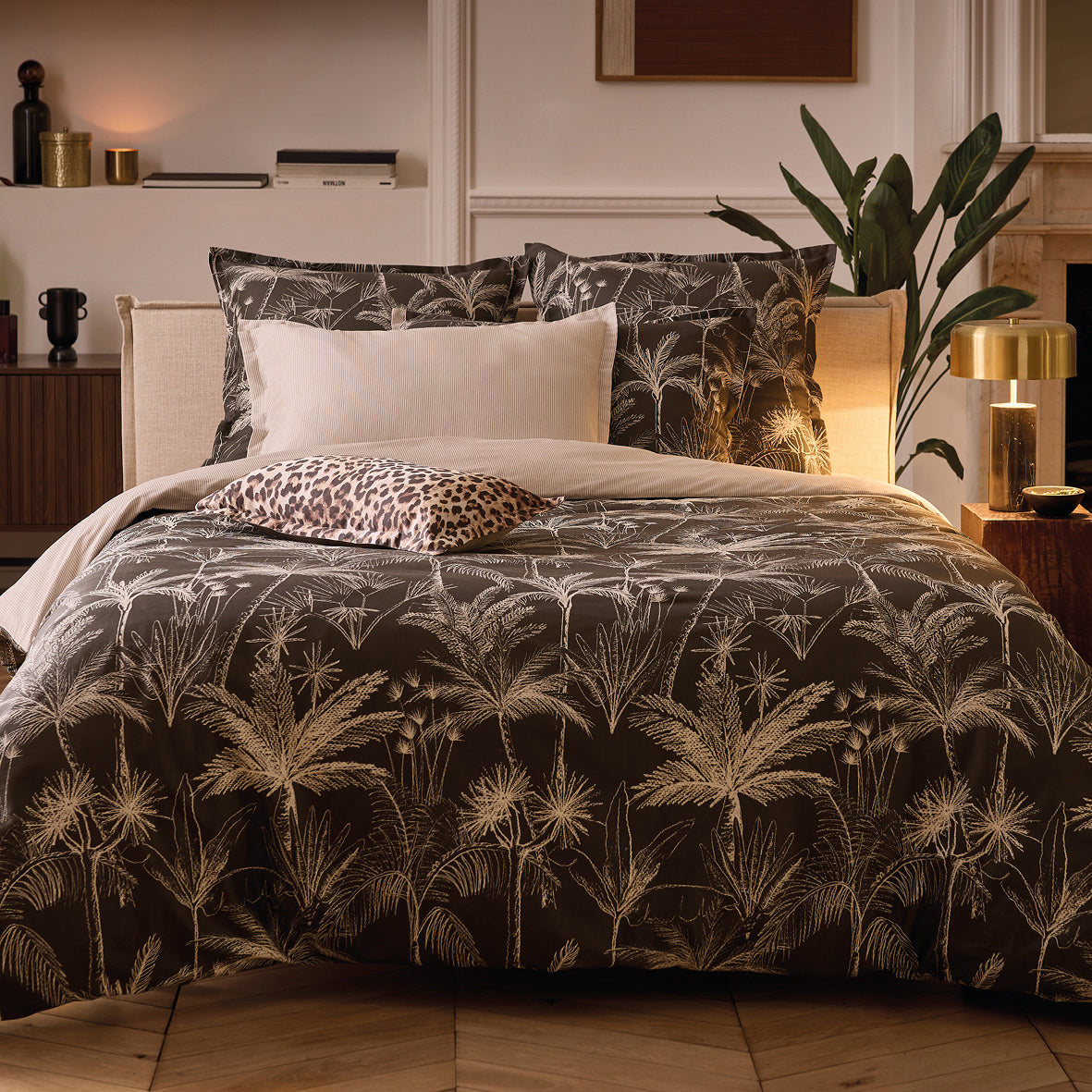 Duvet cover + pillowcase cotton satin  - Wild Black