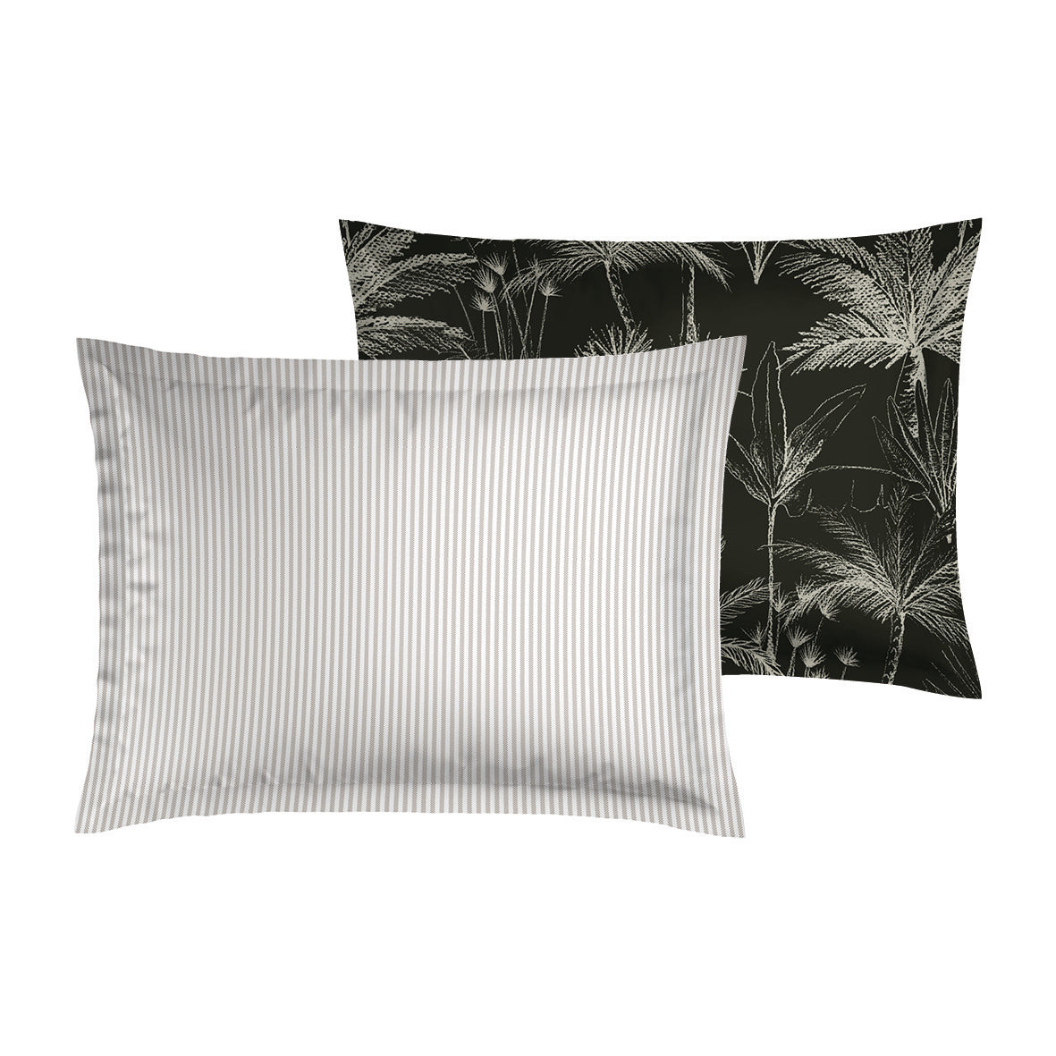 Pillowcase cotton satin  - Lignes élégantes Taupe