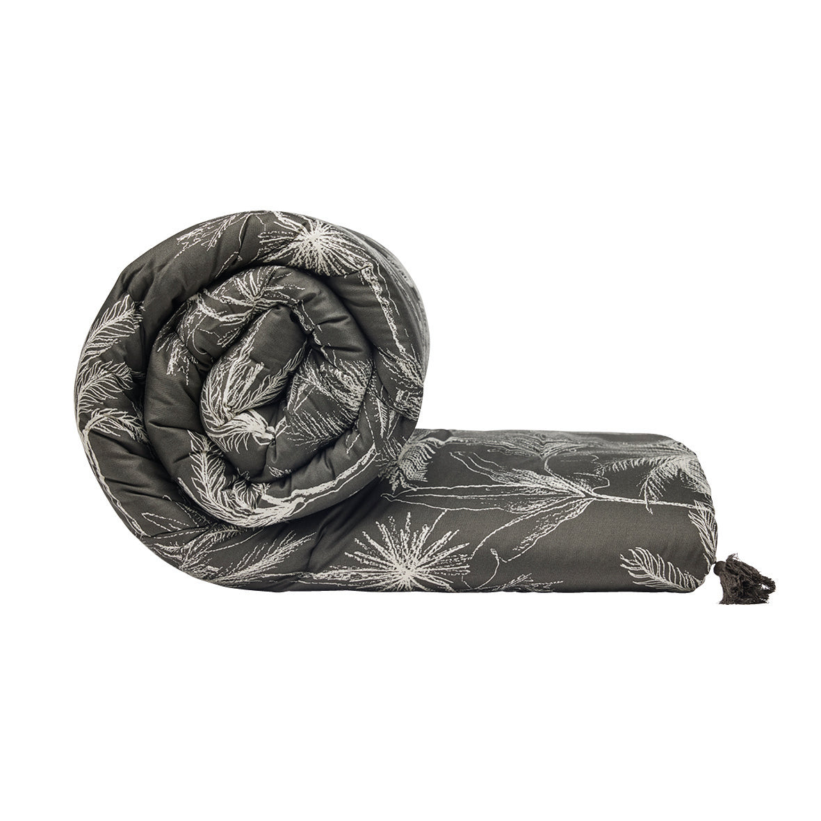 Quilt with tassels cotton satin  - Wild Black - 140 x 200 cm