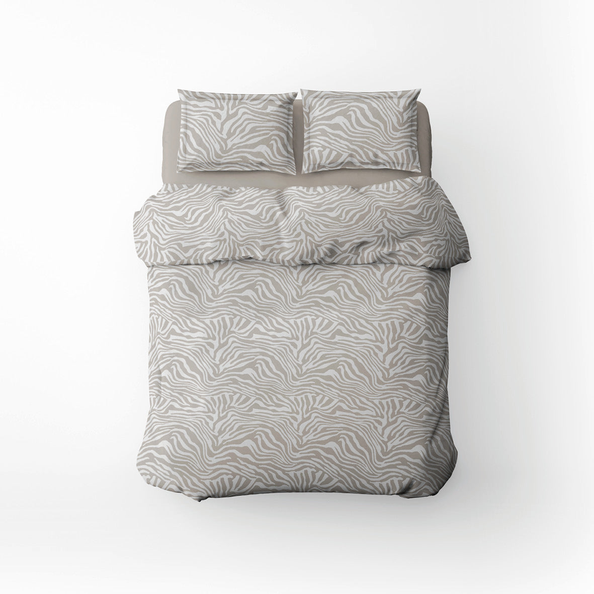 Duvet cover + pillowcase cotton satin  - Evasion zébrée Taupe