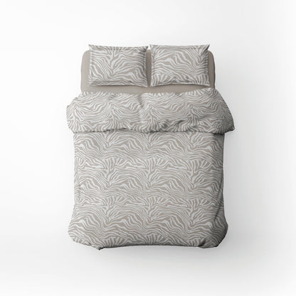 Duvet cover + pillowcase cotton satin  - Evasion zébrée Taupe