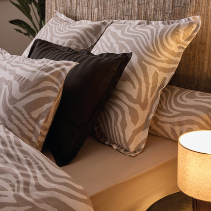 Duvet cover + pillowcase cotton satin  - Evasion zébrée Taupe