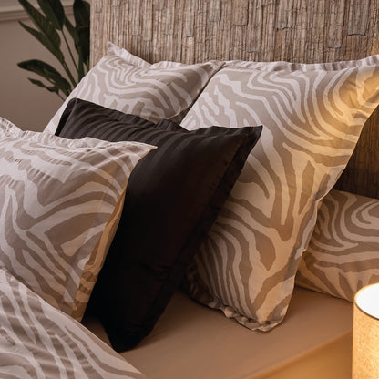 Pillowcase cotton satin  - Evasion zébrée Taupe