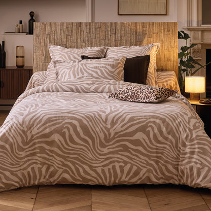 Pillowcase cotton satin  - Evasion zébrée Taupe