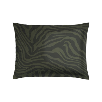 Pillowcase cotton satin  - Evasion zébrée Dark green
