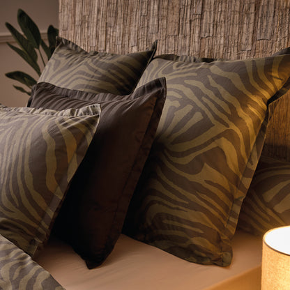 Pillowcase cotton satin  - Evasion zébrée Dark green