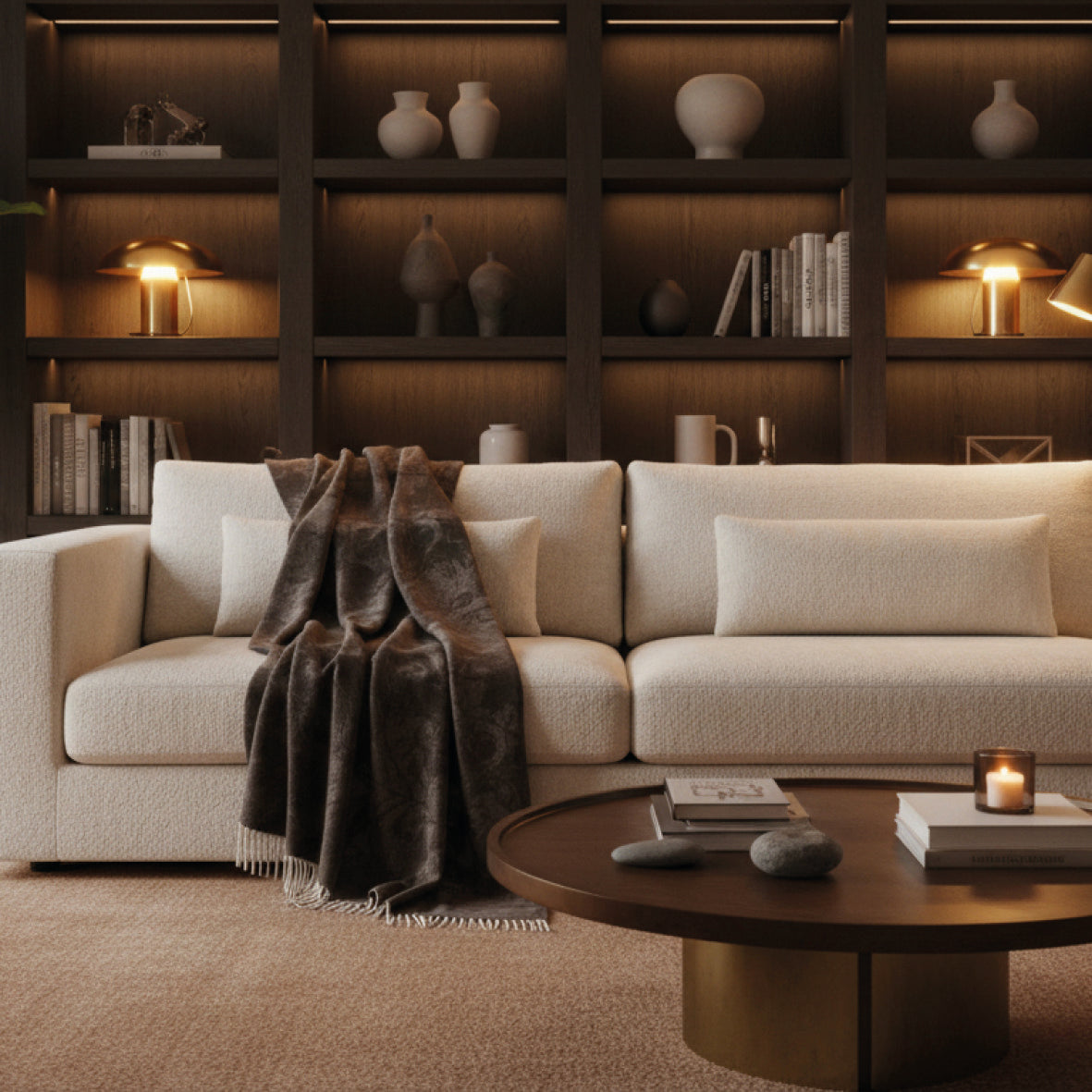 <p>Plaid tissé Calypso Taupe - 130 x 180 cm</p>