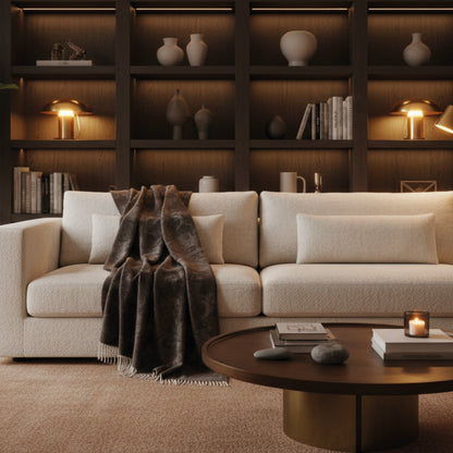 <p>Plaid tissé Calypso Taupe - 130 x 180 cm</p>