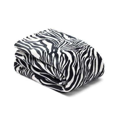 <p>Plaid en polaire Wild stripe Noir / Blanc - 180 x 220 cm</p>