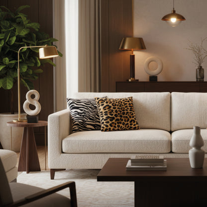 <p>Coussin polyester Wild stripe Noir / Blanc - 45 x 45 cm</p>