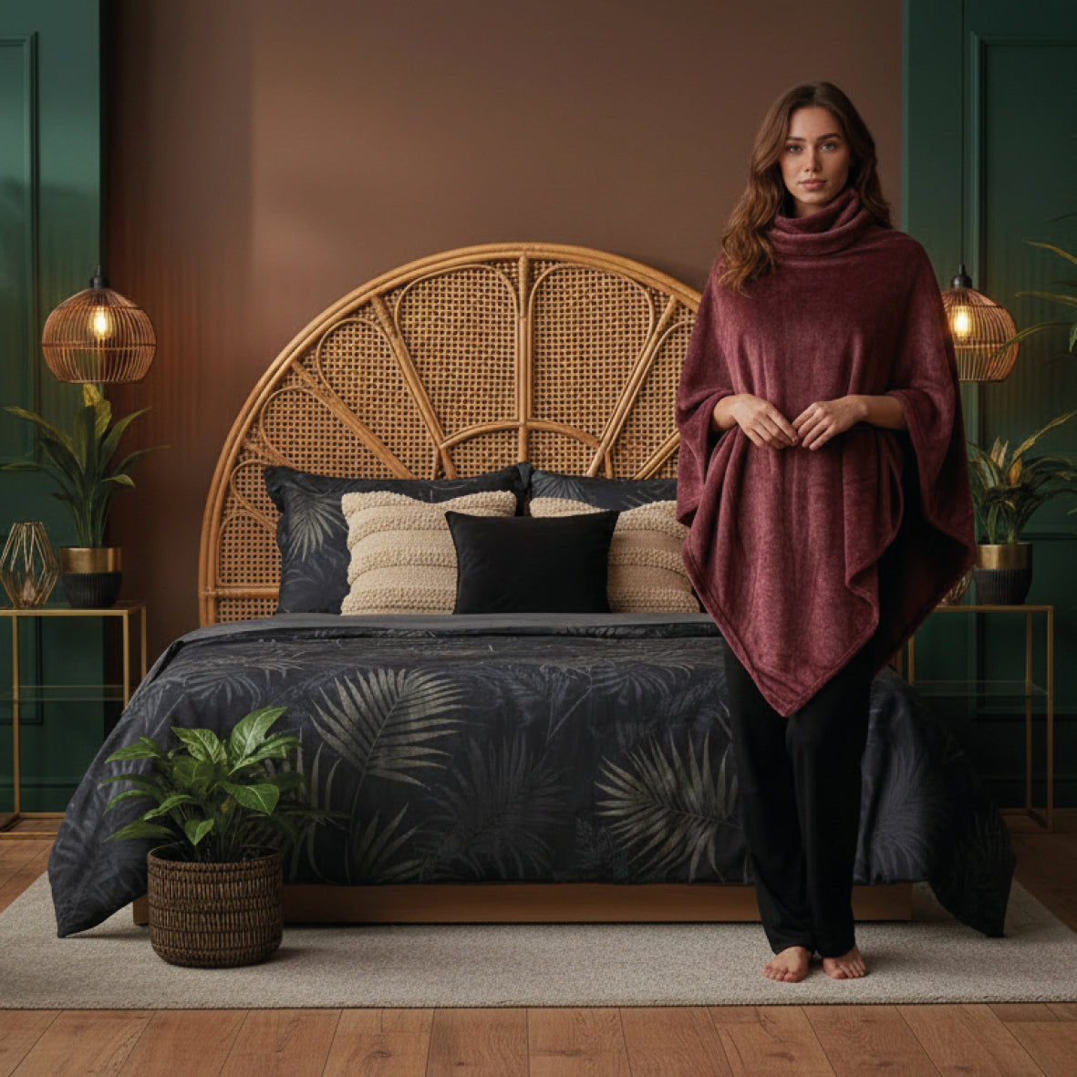 <p>Poncho en polaire  Brun roux - 80 x 80 cm</p>