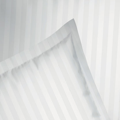 Sheet set + bedspread cotton satin - Dobby stripe woven / Fauve White / Light brown