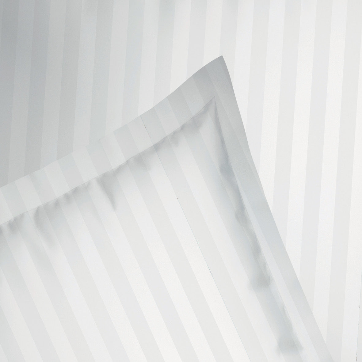 Sheet set + bedspread cotton satin - Dobby stripe woven / Evasion zébrée White / Dark green