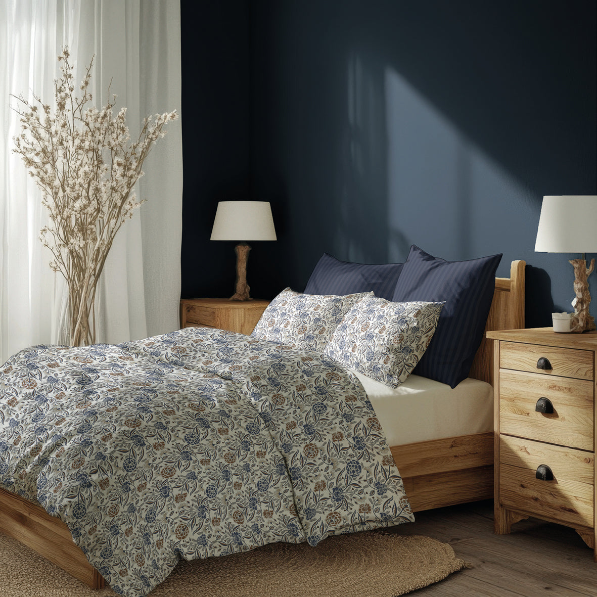 Duvet cover + pillowcase cotton satin - Renaissance antique White