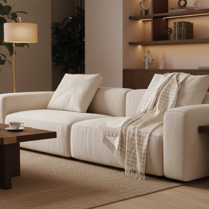 Woven plaid - Pied de poule Taupe - 130 x 170 cm