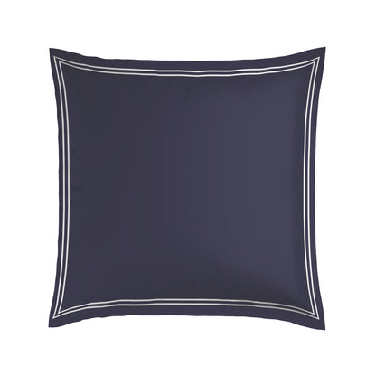 Pillowcase(s) cotton satin - Biarritz White / Dark blue 2 x (63 x 63 cm)
