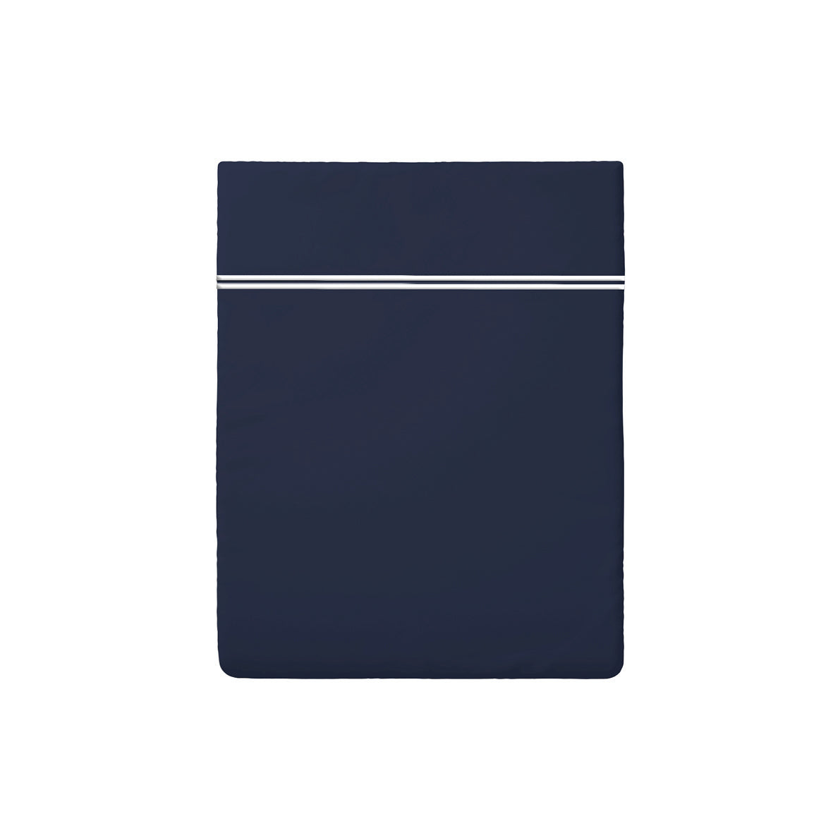 Flat sheet cotton satin - Biarritz White / Dark blue 240 x 300 cm