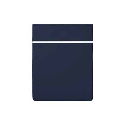 Flat sheet cotton satin - Biarritz White / Dark blue 240 x 300 cm