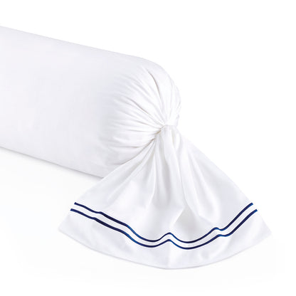 Pillowcase(s) cotton satin - Biarritz Dark blue / White 43 x 210 cm