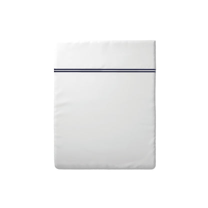 Flat sheet cotton satin - Biarritz Dark blue / White 240 x 300 cm