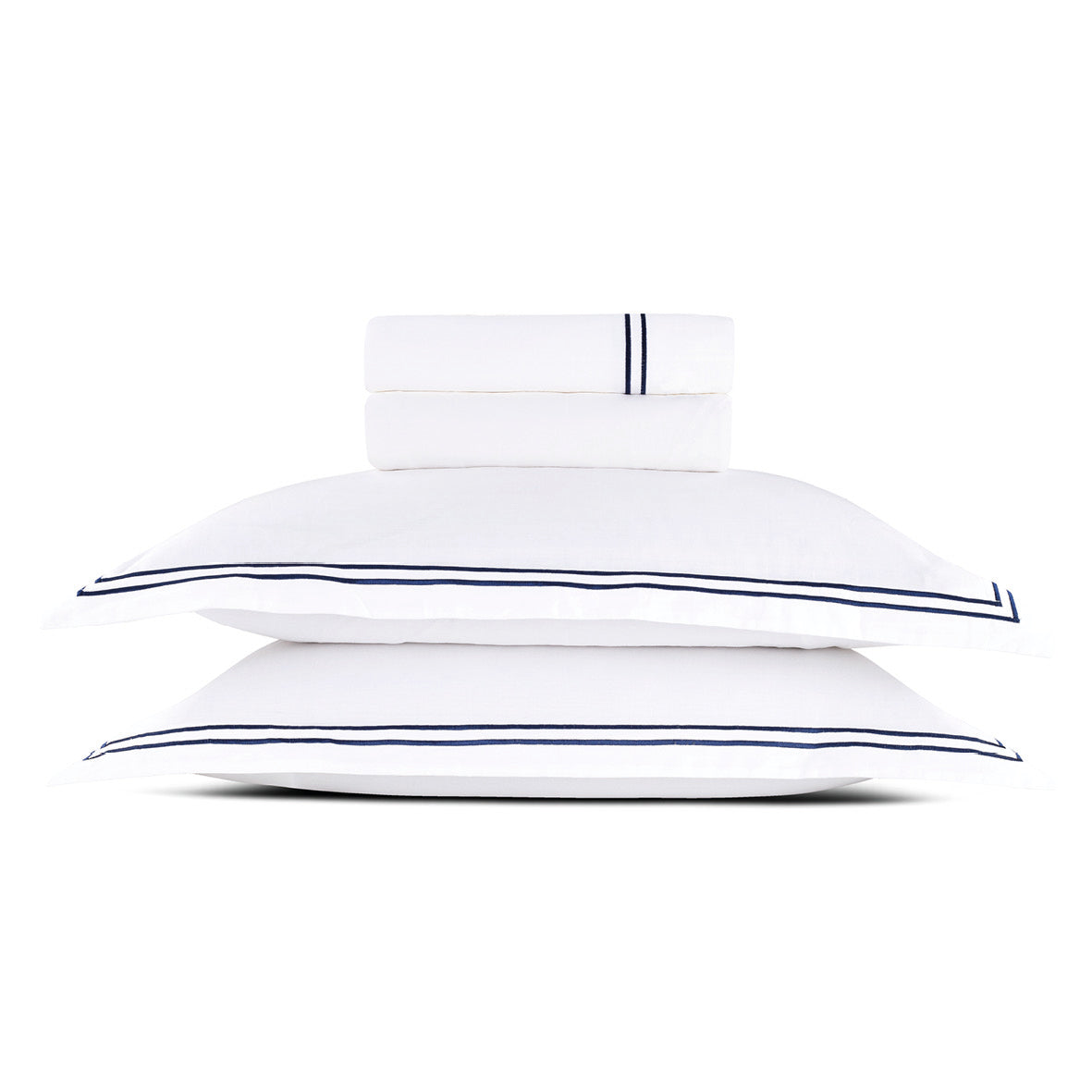 Sheet set cotton satin - Biarritz Dark blue / White