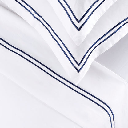 Sheet set cotton satin - Biarritz Dark blue / White