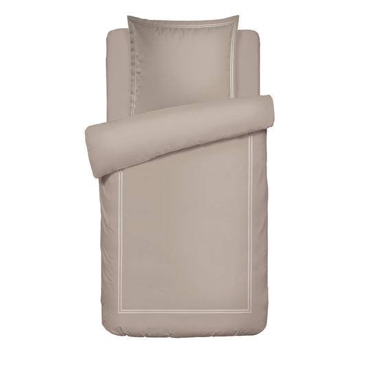 <p>Housse de couette + taie d'oreiller satin de coton - Biarritz Taupe / Taupe</p>